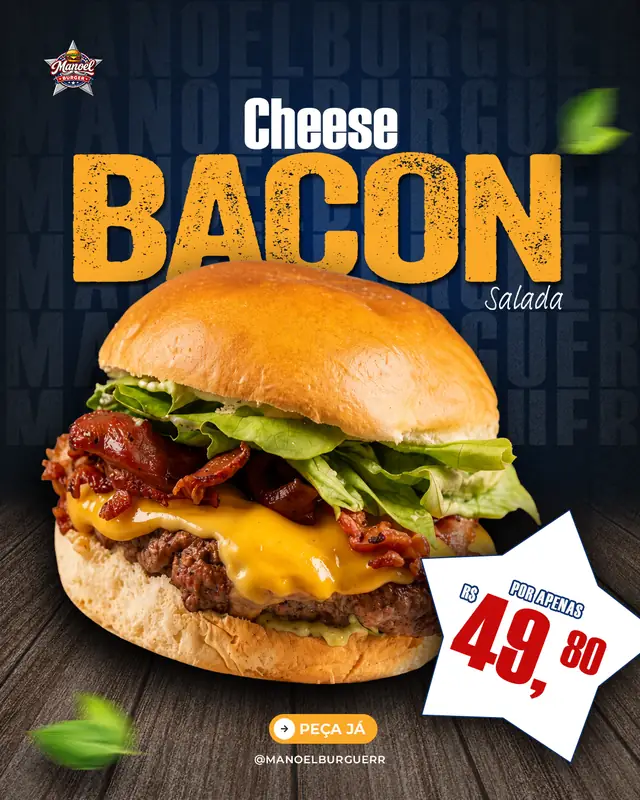 Arte da oferta Cheese Bacon Salada por R$ 49,80
